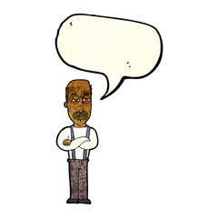 cartoon annoyed old man with speech bubble