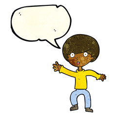 cartoon panicking boy with speech bubble