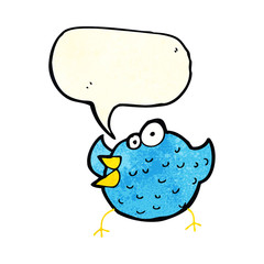 cartoon happy bird with speech bubble