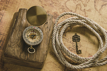 Compass on old map