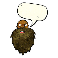 cartoon bearded man with speech bubble
