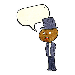 cartoon funny hobo man with speech bubble