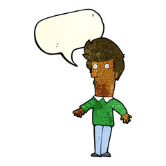 cartoon startled man with speech bubble