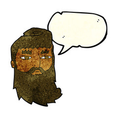 cartoon bearded man with speech bubble