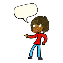 Obraz na płótnie Canvas cartoon woman pointing with speech bubble