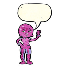 Obraz na płótnie Canvas cartoon female astronaut with speech bubble