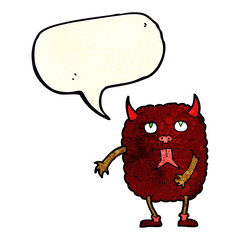 funny cartoon monster with speech bubble