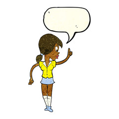 cartoon girl with idea with speech bubble