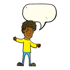 cartoon worried man with speech bubble