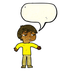 cartoon annoyed boy with speech bubble