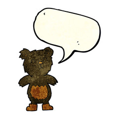 cartoon teddy black bear with speech bubble