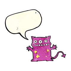 cartoon little monster with speech bubble