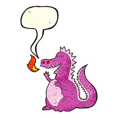 cartoon fire breathing dragon with speech bubble