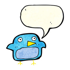 cartoon bluebird with speech bubble