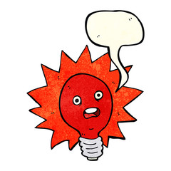 cartoon red lightbulb with speech bubble