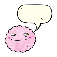 cartoon happy cloud with speech bubble