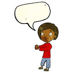 Obraz na płótnie Canvas cartoon happy boy with speech bubble