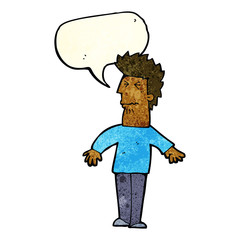 cartoon stressed man with speech bubble