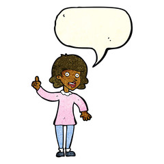 cartoon woman with idea with speech bubble