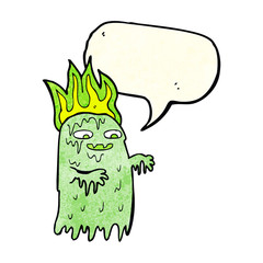 cartoon spooky ghost with speech bubble