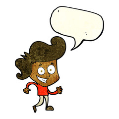 cartoon grinning man with speech bubble