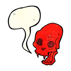 cartoon spooky vampire skull with speech bubble