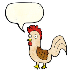 cartoon rooster with speech bubble