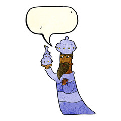 one of the three wise men with speech bubble