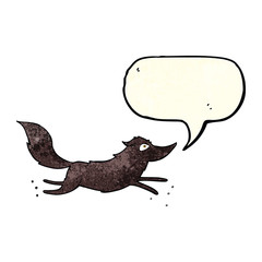 cartoon wolf running with speech bubble