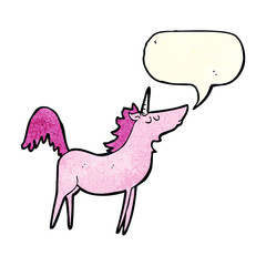cartoon unicorn with speech bubble