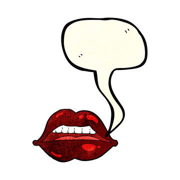 cartoon sexy halloween lips symbol with speech bubble