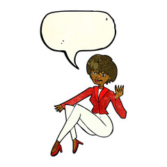 cartoon businesswoman sitting with speech bubble