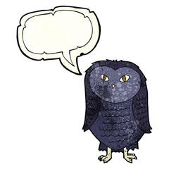 cartoon owl with speech bubble