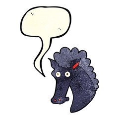 cartoon horse head with speech bubble