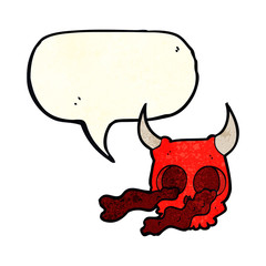 cartoon halloween skull with speech bubble