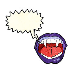 cartoon vampire mouth with speech bubble