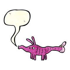 cartoon shrimp with speech bubble