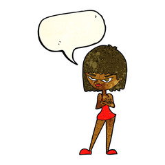cartoon angry woman with speech bubble