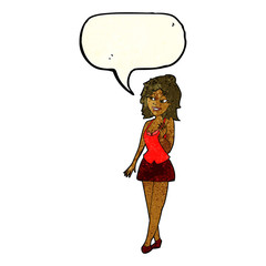 cartoon attractive office woman with speech bubble