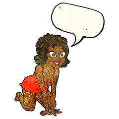cartoon funny sexy woman with speech bubble