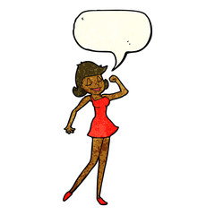 cartoon woman with can do attitude with speech bubble
