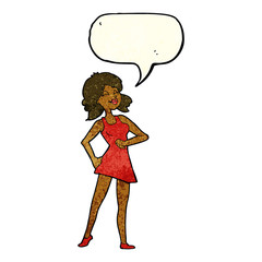 cartoon proud woman with speech bubble