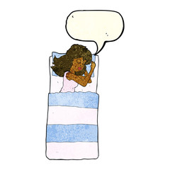 cartoon sleeping woman with speech bubble