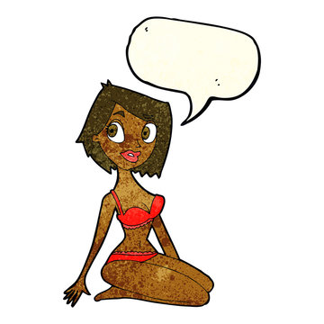 recommend clip art: cartoon pretty woman in underwear with speech bubble