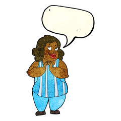 cartoon happy cook with speech bubble