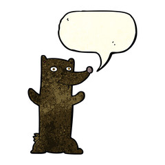 cartoon black bear with speech bubble