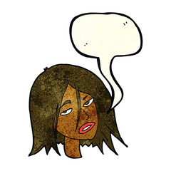 cartoon annoyed woman with speech bubble