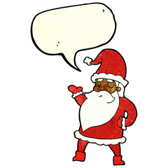 cartoon santa claus with speech bubble