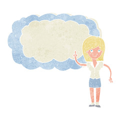 cartoon woman with text space cloud
