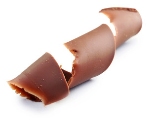 Chocolate curl isolated on white